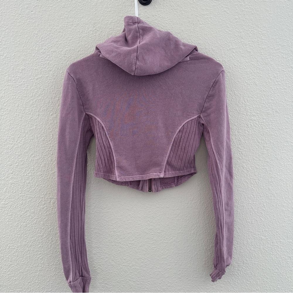 Urban‎ Outfitters Out From Under Audrey Cropped Zip Up Hoodie XS Y2K Lavender - Picture 5 of 8